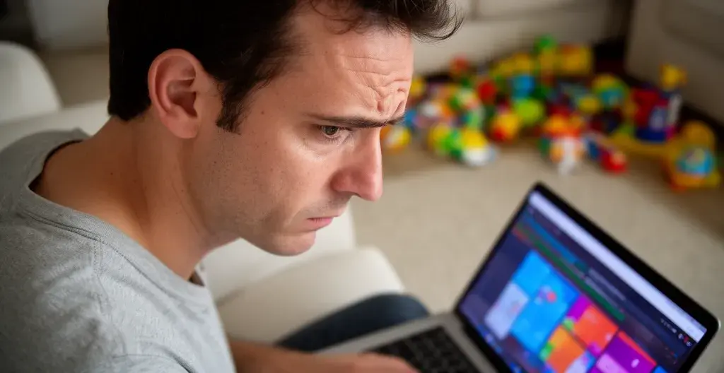 Parent consultant un comparatif de mutuelles sur tablette dans son salon