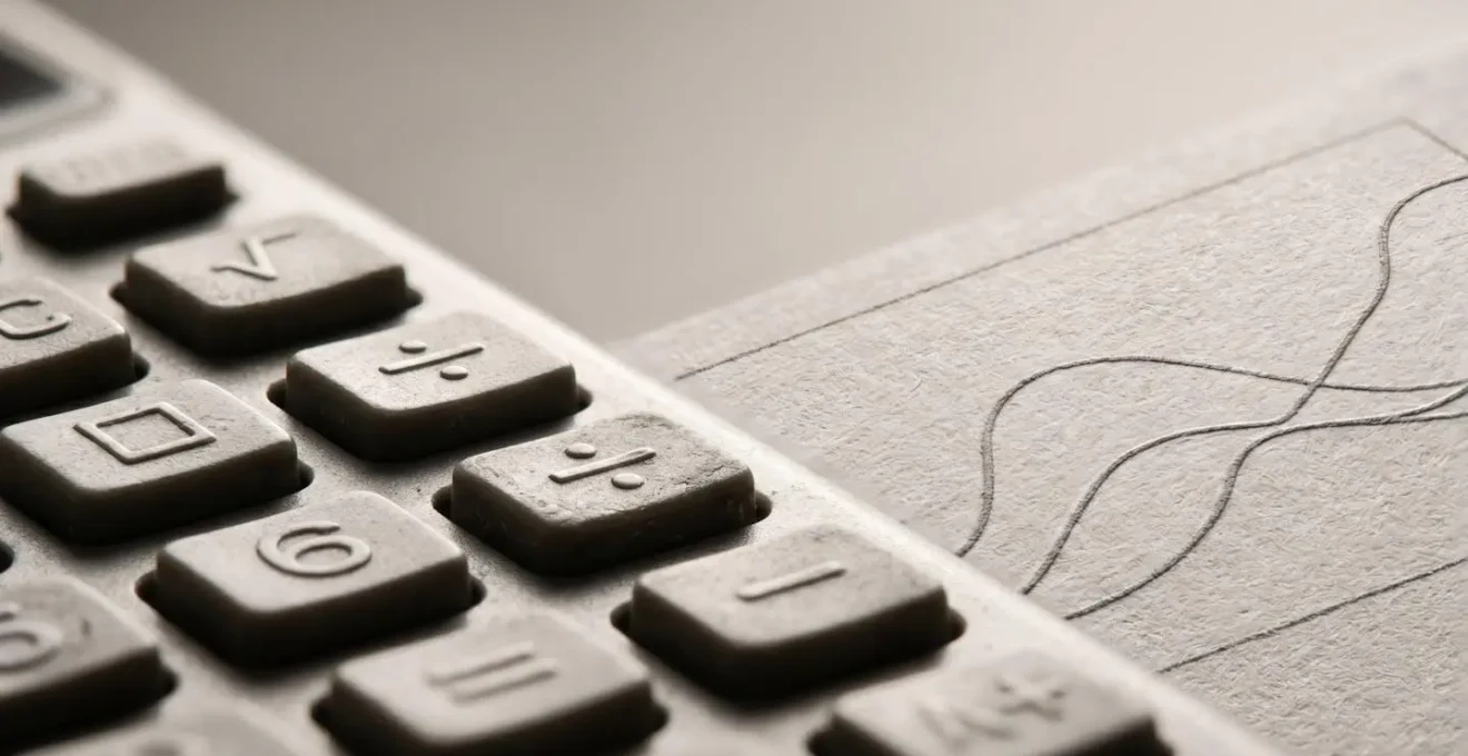 Gros plan sur calculatrice et graphique financier montrant point d'équilibre