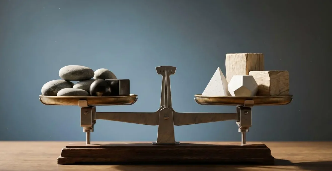 Balance symbolique représentant le choix entre deux options d'assurance