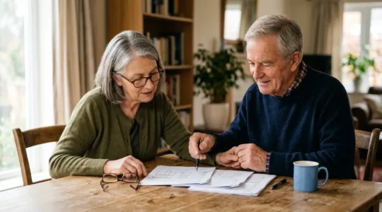 Couple de retraités consulte des documents financiers pour préparer leur avenir