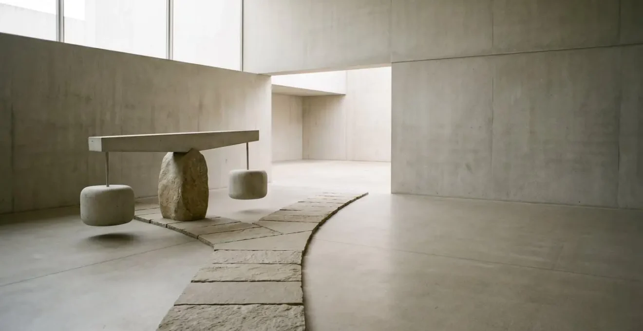 Composition minimaliste et contemplative montrant une balance symbolique dans un environnement épuré avec espace négatif dominant, représentant l'arbitrage entre franchise haute et prime élevée
