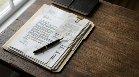 Dossier d'assurance avec documents juridiques et stylo symbolisant un recours contre un refus d'indemnisation